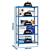 Simonrack Simonclick Metallregal (L x B x H: 50 x 110 x 200 cm, Traglast: 180 kg/Boden, Anzahl Böden: 5 Stk., Blau)