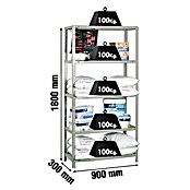 Simonrack Simonclassic Metallregal (L x B x H: 30 x 90 x 180 cm, Traglast: 100 kg/Boden, Anzahl Böden: 5 Stk., Grau)