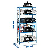 Simonrack Simonclick Metallregal (L x B x H: 50 x 90 x 180 cm, Traglast: 150 kg/Boden, Anzahl Böden: 5 Stk., Blau)