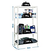 Simonrack Ecoclick Metallregal (L x B x H: 30 x 80 x 150 cm, Anzahl Böden: 4 Stk., Weiß)