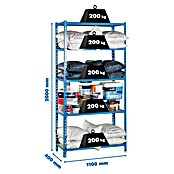 Simonrack Simonclick Metallregal (L x B x H: 40 x 110 x 200 cm, Traglast: 150 kg/Boden, Anzahl Böden: 5 Stk., Blau)