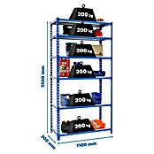 Simonrack Simonclick Metallregal (L x B x H: 30 x 110 x 250 cm, Traglast: 180 kg/Boden, Anzahl Böden: 6 Stk., Blau)