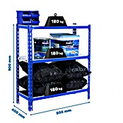 Simonrack Simonclick Metallregal (L x B x H: 40 x 80 x 90 cm, Traglast: 180 kg/Boden, Anzahl Böden: 3 Stk., Blau)
