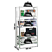 Simonrack Simonclassic Metallregal (L x B x H: 50 x 90 x 180 cm, Traglast: 100 kg/Boden, Anzahl Böden: 5 Stk., Silber)
