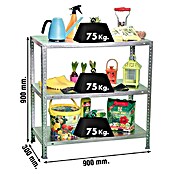 Simonrack Simonclassic Metallregal (L x B x H: 30 x 90 x 90 cm, Traglast: 75 kg/Boden, Anzahl Böden: 3 Stk., Silber)