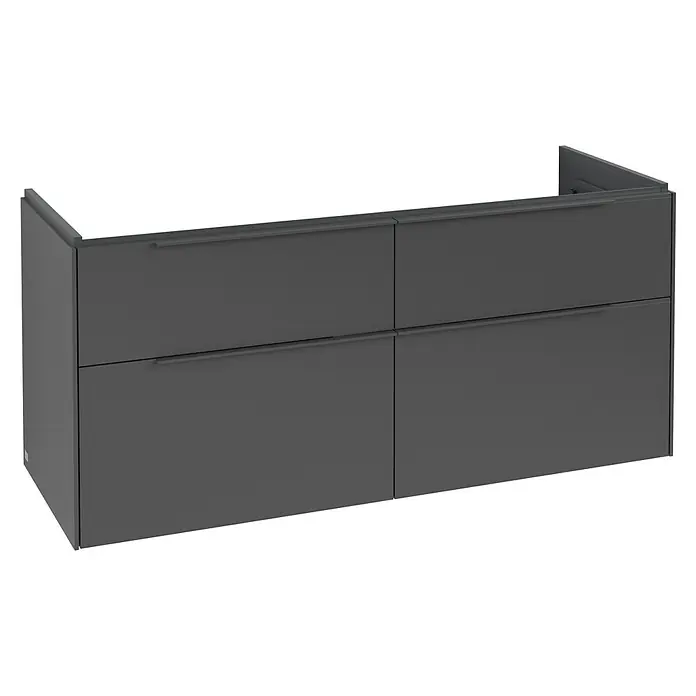 Villeroy & Boch Subway 3.0 Waschbeckenunterschrank - Graphite, Anzahl Schubladen: 4 Stk., Farbe Griff: Monochrom, B x T x H: 127,2 x 47,8 x 57,6 cm - Dunkelgrauer Waschtischunterschrank mit vier grifflosen Schubladen.