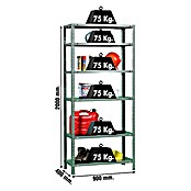 Simonrack Simonclassic Metallregal (L x B x H: 40 x 90 x 200 cm, Traglast: 75 kg/Boden, Anzahl Böden: 6 Stk., Grau)