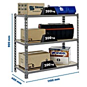 Simonrack Simonclick Metallregal (L x B x H: 40 x 110 x 90 cm, Traglast: 150 kg/Boden, Anzahl Böden: 3 Stk., Grau)