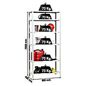 Simonrack Simonclassic Metallregal (L x B x H: 40 x 90 x 200 cm, Traglast: 75 kg/Boden, Anzahl Böden: 6 Stk., Weiß)