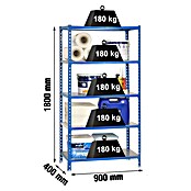 Simonrack Simonclick Metallregal (L x B x H: 40 x 90 x 180 cm, Traglast: 180 kg/Boden, Anzahl Böden: 5 Stk., Blau)