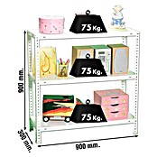 Simonrack Simonclassic Metallregal (L x B x H: 30 x 90 x 90 cm, Traglast: 75 kg/Boden, Anzahl Böden: 3 Stk., Weiß)