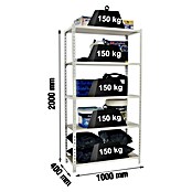 Simonrack Maderclick Estantería metálica Plus con funda (Al x An x Pr: 200 x 100 x 40 cm, Capacidad de carga por balda: 150 kg, Número de baldas: 5 ud., Inserción, Blanco) | BAUHAUS
