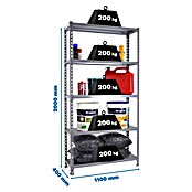 Simonrack Simonclick Metallregal Simonclick Super Plus (H x B x T: 200 x 110 x 40 cm, Traglast pro Boden: 200 kg, Anzahl Böden: 5 Stk., Stecken, Grau/Grau) | BAUHAUS