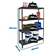 Simonrack Simonclick Metallregal Simonclick Mini (H x B x T: 150 x 80 x 50 cm, Traglast pro Boden: 180 kg, Anzahl Böden: 4 Stk., Stecken, Anthrazit/Anthrazit) | BAUHAUS