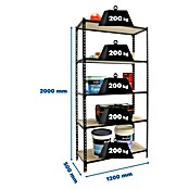 Simonrack Maderclick Estantería metálica Megaplus (Al x An x Pr: 200 x 120 x 50 cm, Capacidad de carga por balda: 200 kg, Número de baldas: 5 ud., Inserción, Antracita/Madera) | BAUHAUS