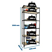 Simonrack Maderclick Metallregal Maderclick MegaPlus (H x B x T: 250 x 120 x 50 cm, Traglast pro Boden: 200 kg, Anzahl Böden: 6 Stk., Stecken, Anthrazitgrau) | BAUHAUS