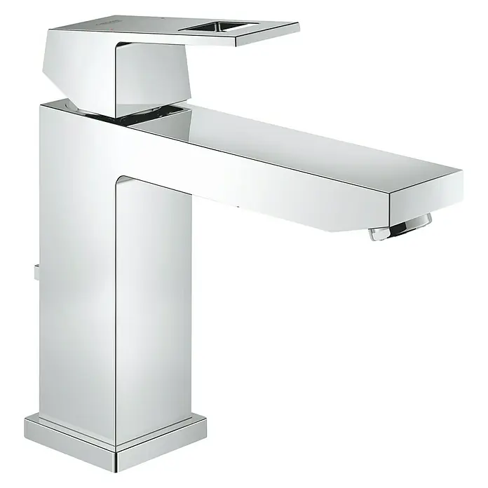 Grohe Eurocube Waschtischarmatur M-Size - Mit Zugstange, Chrom, Glänzend - Eine moderne Chrom-Waschtischarmatur mit klaren, kantigen Formen, ideal für ein stilvolles Badezimmerdesign. Zeitlose Ästhetik.