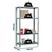 Simonrack Simonclick Metallregal Ecoclick SuperPlus (H x B x T: 150 x 110 x 50 cm, Traglast pro Boden: 70 kg, Anzahl Böden: 4 Stk., Stecken, Grau) | BAUHAUS