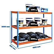 Simonrack Simontaller Schwerlastregal Ecoforte Rex (H x B x T: 200 x 180 x 60 cm, Traglast pro Boden: 400 kg, Anzahl Böden: 3 Stk., Stecken, Blau/Orange) | BAUHAUS