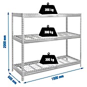 Simonrack Simontaller Schwerlastregal Ecoforte Rex (H x B x T: 200 x 180 x 60 cm, Traglast pro Boden: 400 kg, Anzahl Böden: 3 Stk., Stecken, Silber) | BAUHAUS