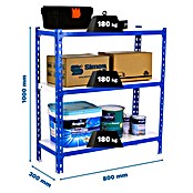 Simonrack Simonclick Estantería metálica Mini (Al x An x Pr: 100 x 80 x 30 cm, Capacidad de carga por balda: 180 kg, Número de baldas: 3 ud., Inserción, Azul/Blanco) | BAUHAUS