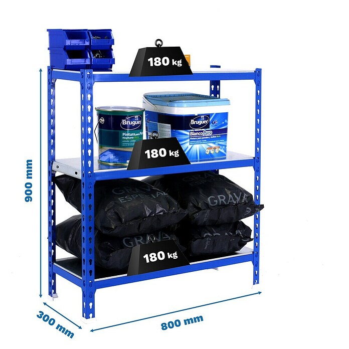 Simonrack Simonclick Metallregal Simonclick Mini (H x B x T: 90 x 80 x 30 cm, Traglast pro Boden: 180 kg, Anzahl Böden: 3 Stk., Stecken, Blau) | BAUHAUS