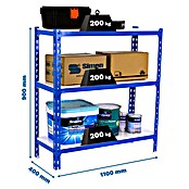 Simonrack Simonclick Metallregal (L x B x H: 40 x 110 x 90 cm, Traglast: 180 kg/Boden, Anzahl Böden: 3 Stk., Blau)