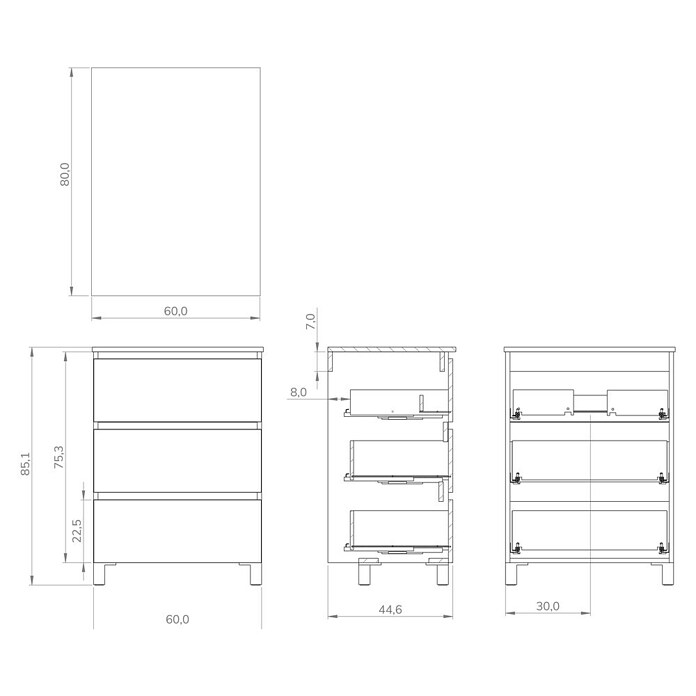 Conjunto de mueble de baño Inter (Ancho: 60 cm, Nebraska, 3 pzs.) | BAUHAUS