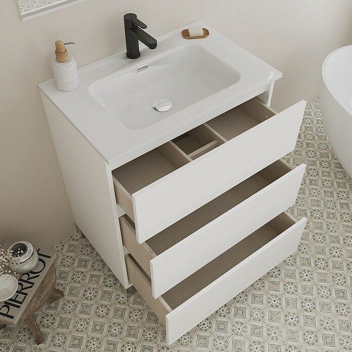 Conjunto de mueble de baño Inter (Ancho: 60 cm, Blanco, 3 pzs.) | BAUHAUS