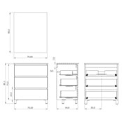 Conjunto de mueble de baño Inter (Ancho: 70 cm, Roble, 3 pzs.) | BAUHAUS