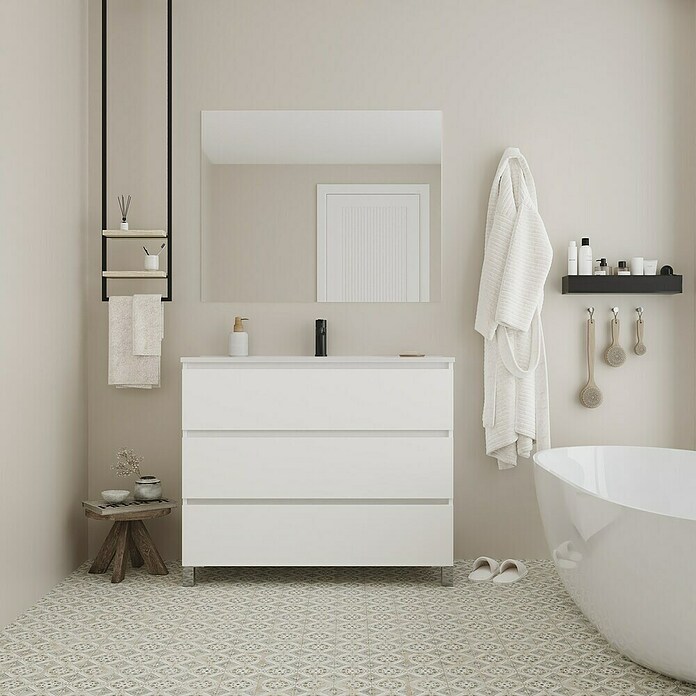 Conjunto de mueble de baño Inter F39 (L x An x Al: 39 x 100 x 85,1 cm, Blanco, 3 pzs.) | BAUHAUS