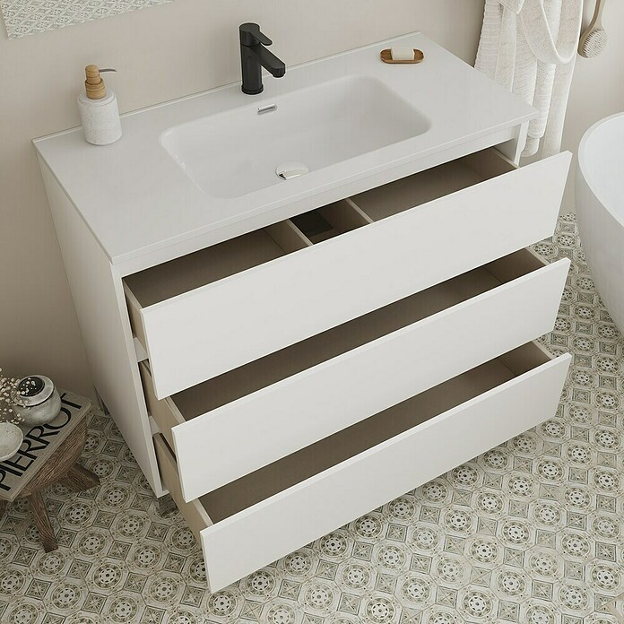 Conjunto de mueble de baño Inter (Ancho: 100 cm, Blanco, 3 pzs.) | BAUHAUS