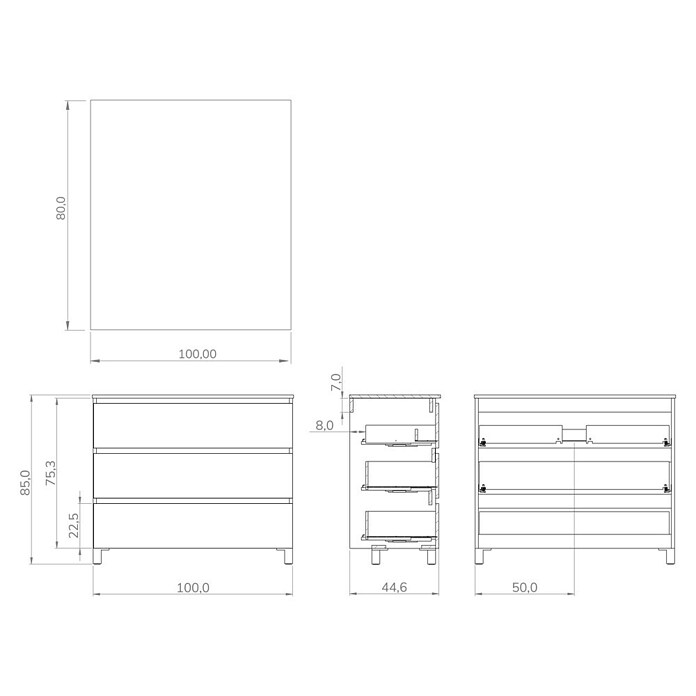 Conjunto de mueble de baño Inter (Ancho: 100 cm, Roble, 3 pzs.) | BAUHAUS