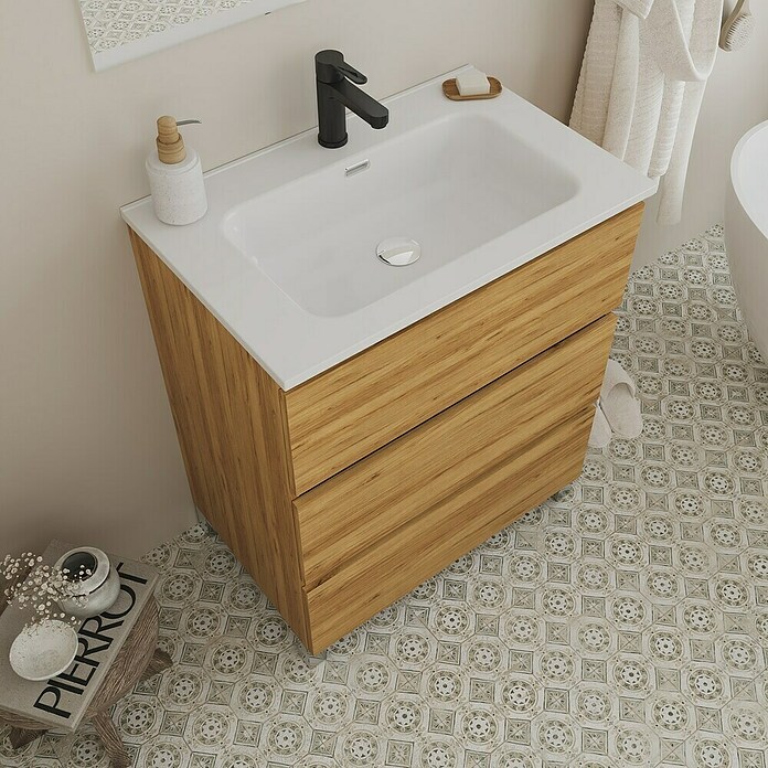 Conjunto de mueble de baño Inter (Ancho: 70 cm, Roble, 3 pzs.) | BAUHAUS