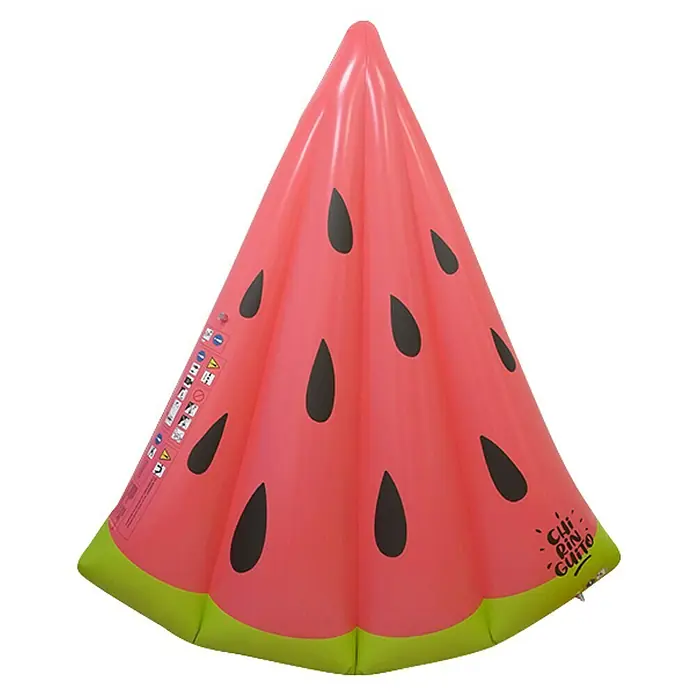Swim Essentials Luftmatratze - L x B: 175 x 143 cm - Aufblasbare rosa Wassermelonen-Scheibe mit schwarzen Kernen und grünem Rand.