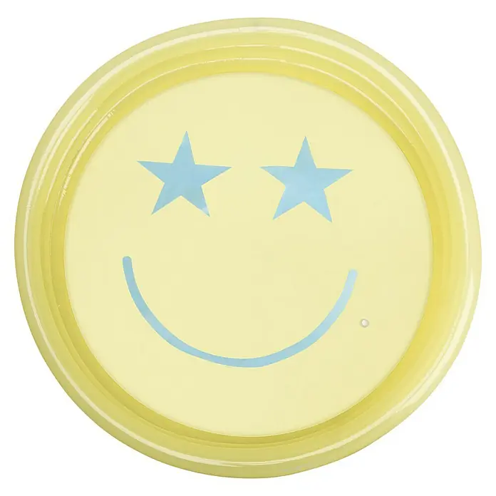 Swim Essentials Planschbecken Smiley - Durchmesser: 150 cm, Gelb - Gelber aufblasbarer Pool/Schwimmring mit hellblauen Sternaugen und Smiley-Gesicht.
