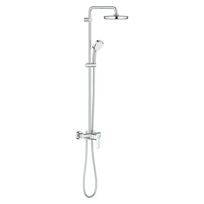 Grohe Tempesta Cosmopolitan Duschsystem - Mit Einhebelmischer, Lochabstand: 101,1 cm, Anzahl Strahlarten: 2 Stk., Chrom - Duschsäule mit Kopf- und Handbrause. Das moderne Design in Chromoptik fügt sich nahtlos in jedes Badezimmer ein.