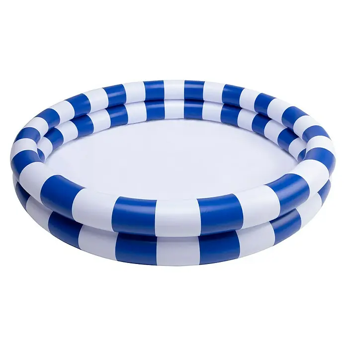 Swim Essentials Planschbecken - Durchmesser: 100 cm, Blau/Weiß - Blau-weiß gestreifter aufblasbarer Planschbecken.