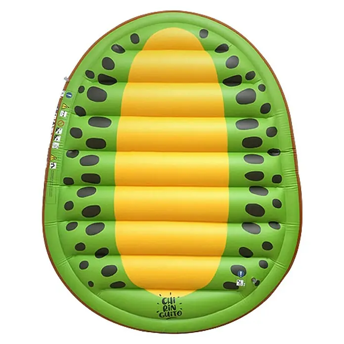 Swim Essentials Luftmatratze Kiwi - L x B: 178 x 143 cm - Eine ovale, aufblasbare Pool-Matratze im Kiwi-Design, mit grünem Rand, schwarzen Punkten und gelber, gerippter Mitte.