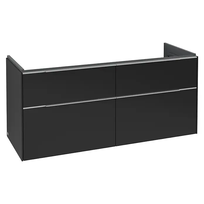 Villeroy & Boch Subway 3.0 Waschbeckenunterschrank - Volcano Black, Anzahl Schubladen: 4 Stk., Farbe Griff: Aluminium glänzend, B x T x H: 127,2 x 47,8 x 57,6 cm - Dunkelgrauer wandhängender Waschtischunterschrank mit vier Schubladen und integrierten Griffen.