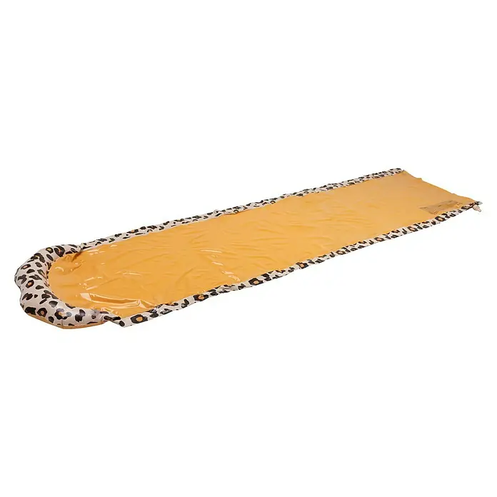 Swim Essentials Wasserrutsche Leopard - Gelb, Länge: 550 cm - Aufblasbare gelbe Wasserrutsche-Spielmatte mit Leopardenmuster-Rand.