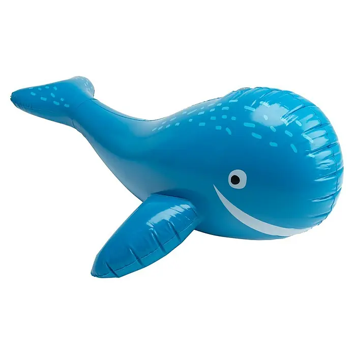 Swim Essentials Schwimmtier Wal - L x B: 100 x 60 cm - Blauer aufblasbarer Wal-Poolschwimmer mit weißem Lächeln und hellblauen Flecken.
