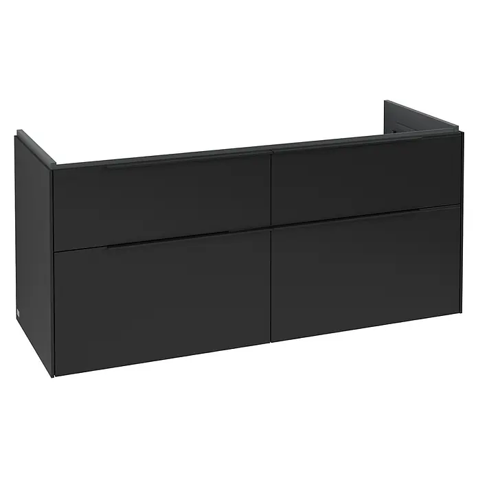 Villeroy & Boch Subway 3.0 Waschbeckenunterschrank - Volcano Black, Anzahl Schubladen: 4 Stk., Farbe Griff: Volcano Black, B x T x H: 127,2 x 47,8 x 57,6 cm - Schwarzer, wandhängender Badunterschrank mit vier Schubladen und integrierten Griffen.