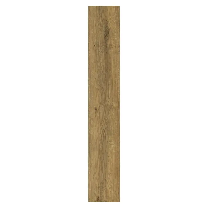 Living by Haro Hydrostar Designboden - Eiche Montana natur, Landhausdiele, 1.282 x 235 x 6,5 mm - Detailaufnahme einer einzelnen, länglichen Holzbodenfliese mit natürlicher Holzmaserung und warmen, erdigen Farbtönen.