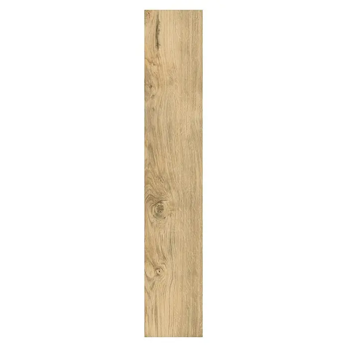 Living by Haro Hydrostar Designboden - Eiche Alba, Landhausdiele, 1.282 x 235 x 6,5 mm - Nahaufnahme eines Holzplanken-Produkts mit sichtbarer Maserung und warmen Farbtönen, ideal für Bodenbeläge oder Wandverkleidungen.