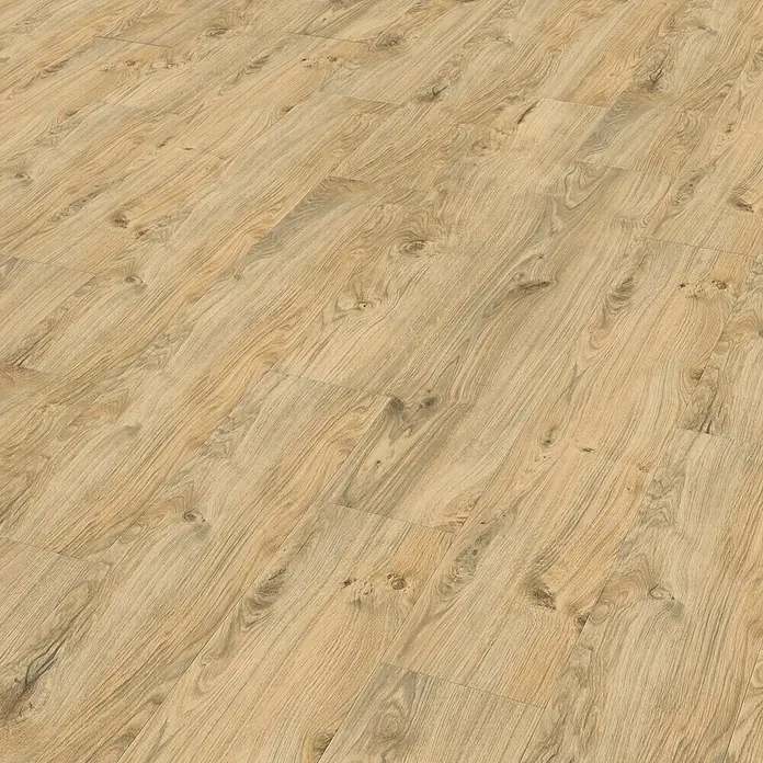 Living by Haro Hydrostar Designboden - Eiche Alba, Landhausdiele, 1.282 x 235 x 6,5 mm - Helles Laminat mit Holzoptik. Die Oberfläche des Laminatbodens wirkt natürlich und warm. Das Design ahmt die Maserung von Echtholz täuschend echt nach.