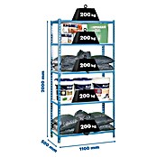 Simonrack Simonclick Metallregal (L x B x H: 50 x 110 x 200 cm, Traglast: 180 kg/Boden, Anzahl Böden: 5 Stk., Blau/Weiß)