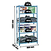 Simonrack Simonclick Metallregal (L x B x H: 30 x 80 x 180 cm, Traglast: 180 kg/Boden, Anzahl Böden: 5 Stk., Blau/Weiß)