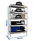 Simonrack Simonforte Schwerlastregal Simonforte Chipboard (H x B x T: 250 x 120 x 60 cm, Traglast pro Boden: 600 kg, Anzahl Böden: 5 Stk., Stecken, Silber) | BAUHAUS