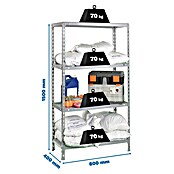 Simonrack Simonclick Metallregal Ecoclick Mini (H x B x T: 150 x 80 x 40 cm, Traglast pro Boden: 70 kg, Anzahl Böden: 4 Stk., Stecken, Silber) | BAUHAUS